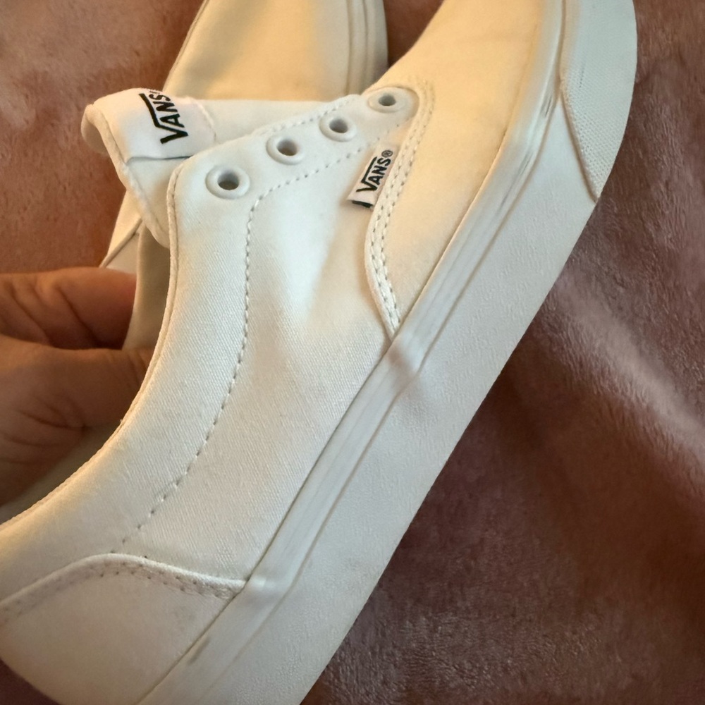Vans White Canvas Low-Top Sneakers with Logo